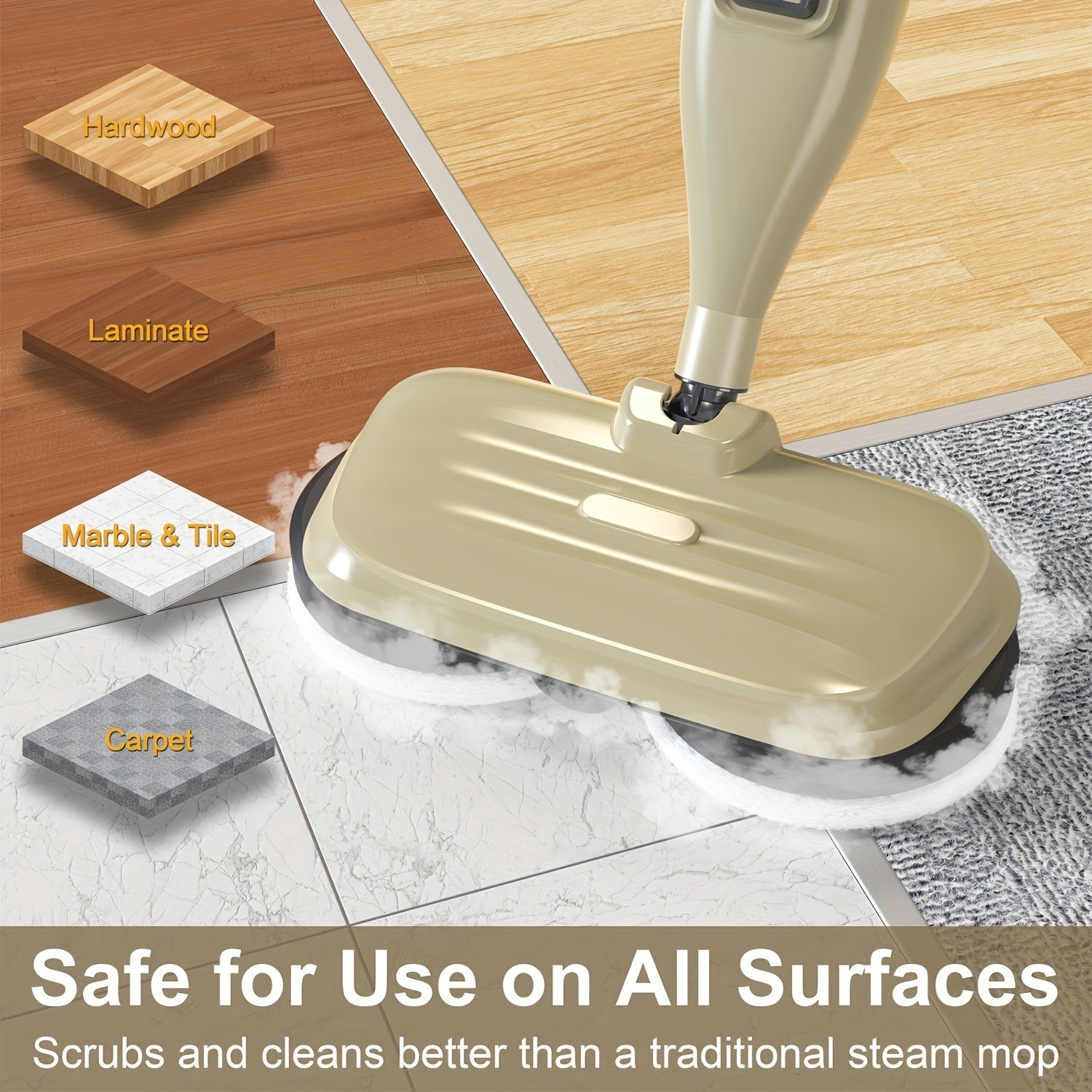 Electric Rotating Scrubber:450RPM Cordless Shower Brush, VM6-Steam Mop, :Scrubbing Steam Mop With Rotating Mop Pads, 10 In 1 Lightweight Spin Mop With Steam Blaster Technology, 1200W Power, 3 Steam Modes For Hard Floor Laminate Marble Floors