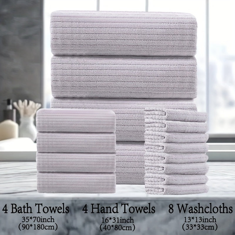 16pcs Oversized Bath Towel Set-4 Extra Large Bath Towel Sheets, 4 Hand Towels, 8 Washcloths Soft Highly Absorbent Quick  Shower Towels for Bathroom, Gym, Hotel & Spa, 100% Microfiber