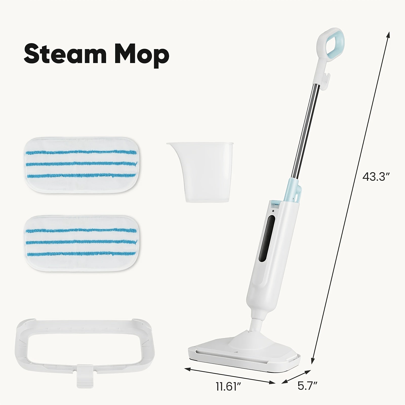 10-in-1 Steam Mop, 1300W Detachable Handheld Steam Cleaner for Floor Cleaning, 16ft Cord, 2 Washable Pads, Multi-Surface Floor Steam Cleaner for Hardwood, Tile, Laminate & Carpets