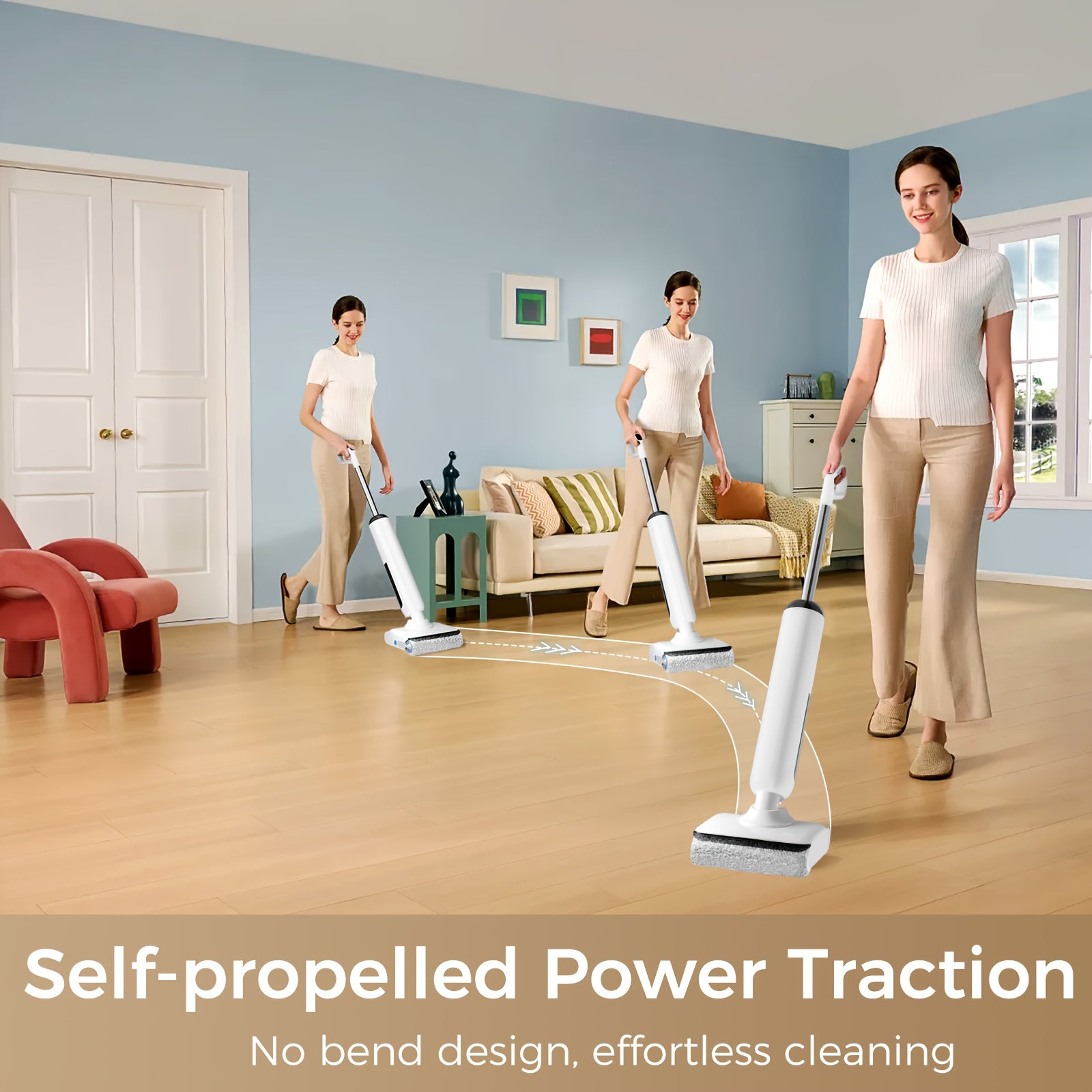 Wet And Dry Vacuum Cleaner, Wet Dry Vacuum Cordless Floor Cleaner And Mop One-Step Cleaning for Hard Floors, Lightweight & Cordless Design, Refreshed Home, Self-propelled Vacuum Mop Assembly