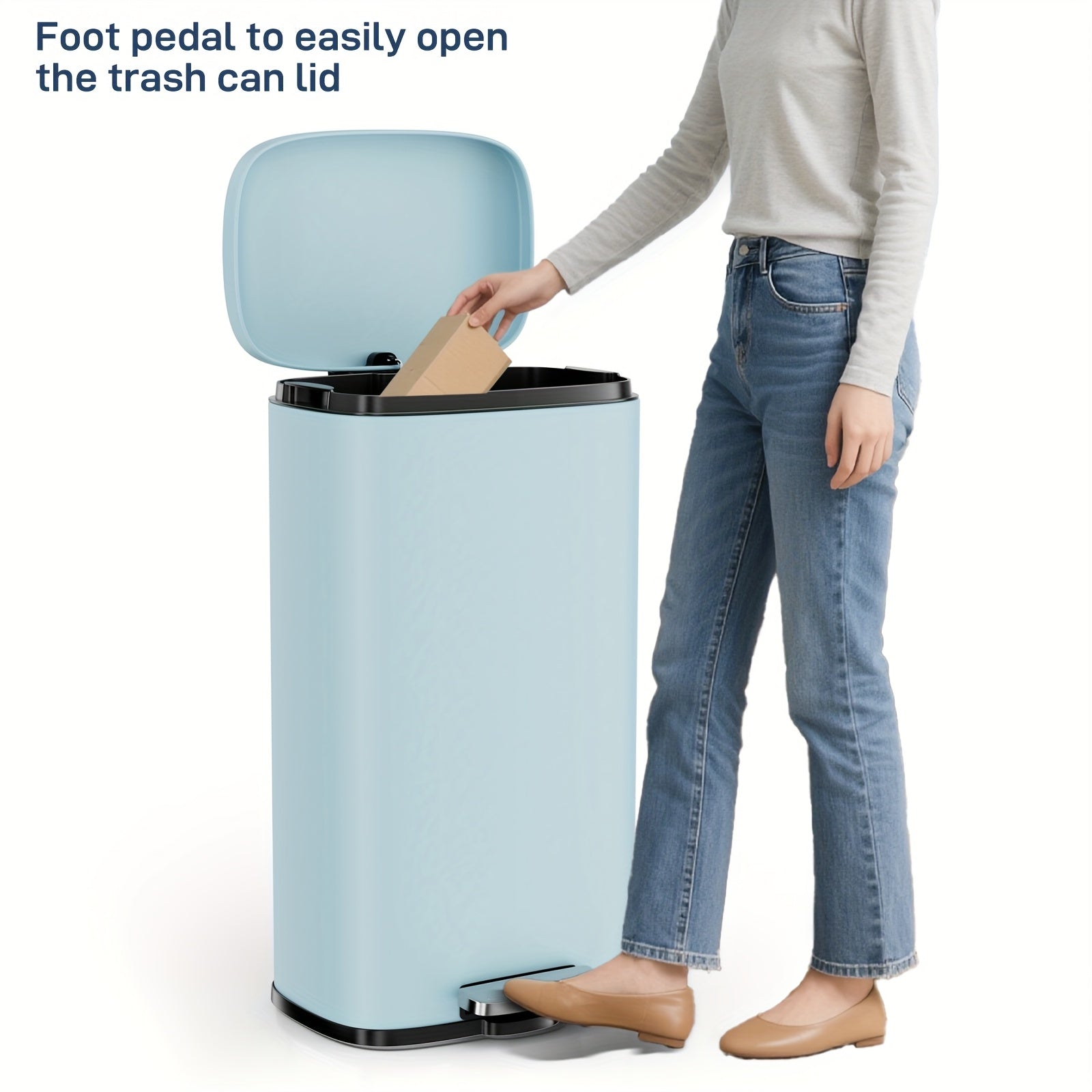 8 Gallon Step Trash Can, Stainless Steel Garbage Bin, Soft-Close Rubbish Bin With Removable Plastic Inner Bucket, Fingerprint-Proof, Lid Dustbin, Suit For Kitchen Home (30L)