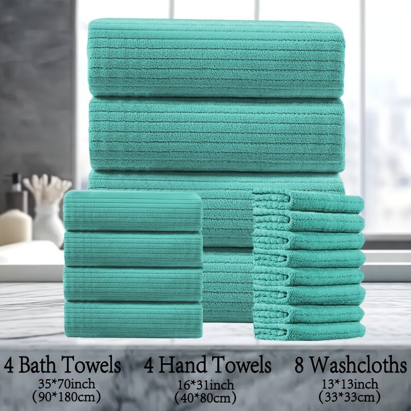 16pcs Oversized Bath Towel Set-4 Extra Large Bath Towel Sheets, 4 Hand Towels, 8 Washcloths Soft Highly Absorbent Quick  Shower Towels for Bathroom, Gym, Hotel & Spa, 100% Microfiber