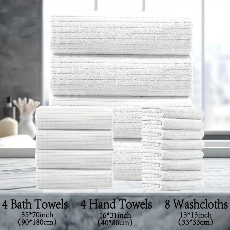 16pcs Oversized Bath Towel Set-4 Extra Large Bath Towel Sheets, 4 Hand Towels, 8 Washcloths Soft Highly Absorbent Quick  Shower Towels for Bathroom, Gym, Hotel & Spa, 100% Microfiber