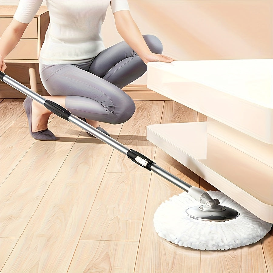 Rotating Mop with Wheels And Bucket, 360° Rotating Mop Bucket System with Roller, 3 Ultra-Fine Fiber Replacement Heads, Stainless Telescopic Handle for Floor Cleaning