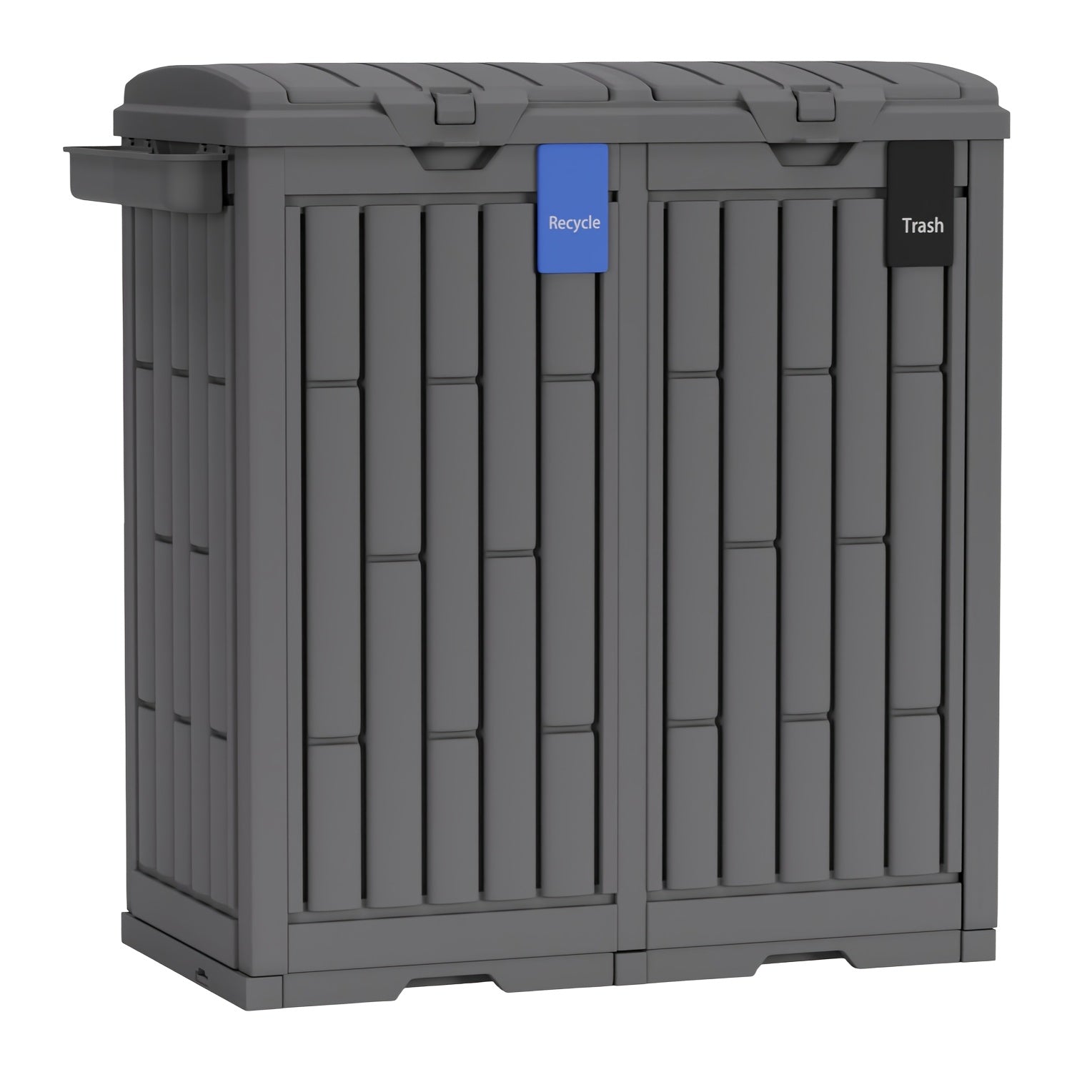 30\u002F60 Gallon Outdoor Trash Can with Lid - Waterproof PP Resin Heavy-Duty Suitable for Patio, Garden, Balcony Garbage Bin, Modern Modern Waste Can with Removable Tray, Plastic Bin for Backyard, Commercial\u002FResidential Use
