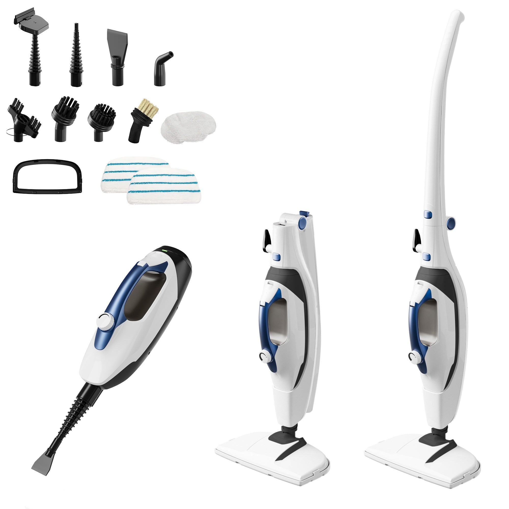 1550W Fast-Heat, 10-In-1 Multi-Surface Steam Mop with Detachable Handheld Steamer, Powerfresh Pet Scrubbing & Sanitizing Steam Mop, Practical 10pcs Accessory Set for Tiles, Grout, Carpets & Ovens, Foldable No-Tool Storage, 314.96Inch Cord