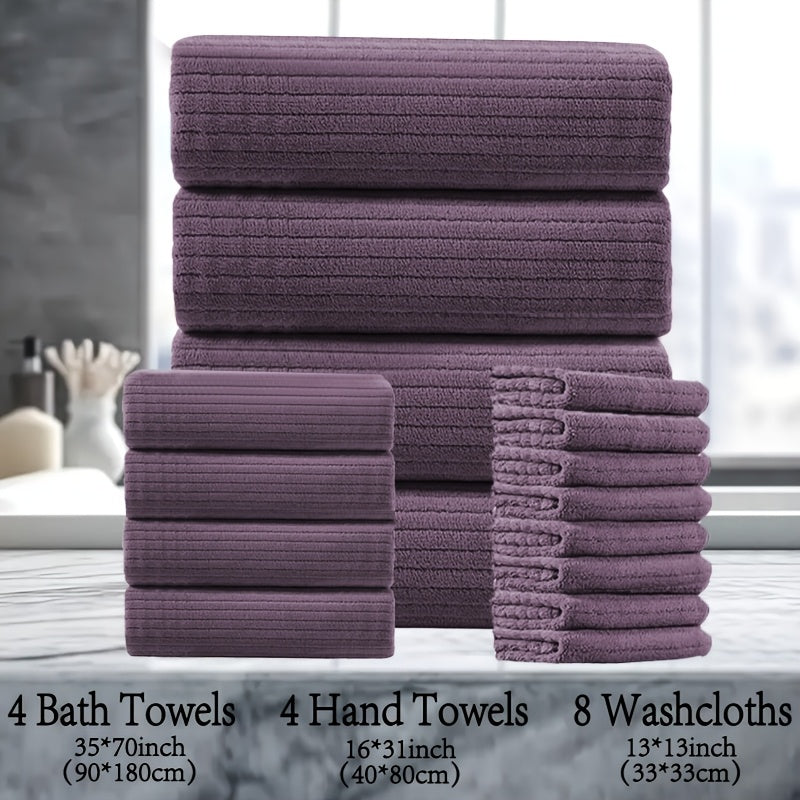 16pcs Oversized Bath Towel Set-4 Extra Large Bath Towel Sheets, 4 Hand Towels, 8 Washcloths Soft Highly Absorbent Quick  Shower Towels for Bathroom, Gym, Hotel & Spa, 100% Microfiber