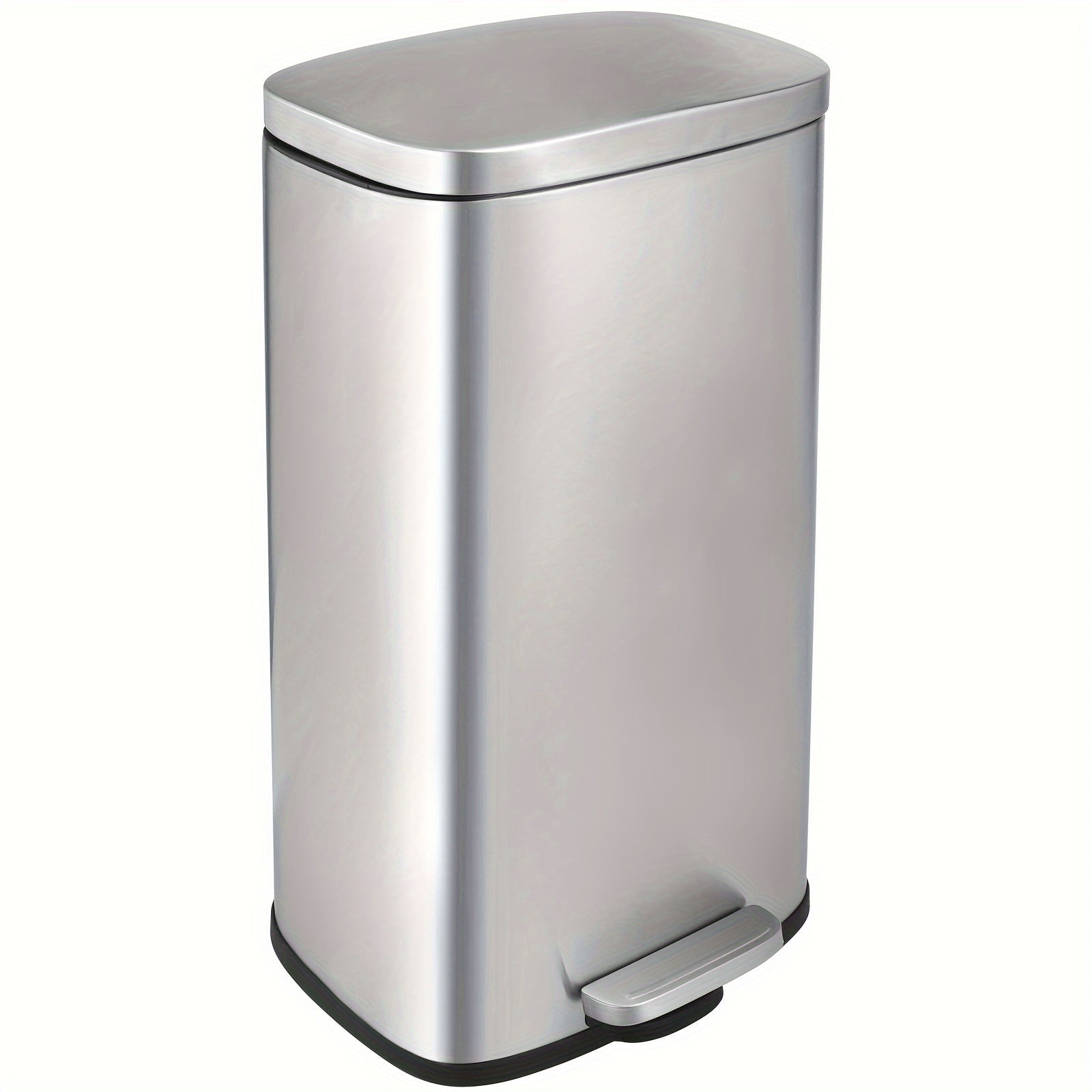 8 Gallon Step Trash Can, Stainless Steel Garbage Bin, Soft-Close Rubbish Bin With Removable Plastic Inner Bucket, Fingerprint-Proof, Lid Dustbin, Suit For Kitchen Home (30L)
