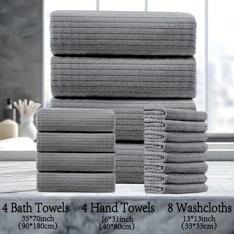 16pcs Oversized Bath Towel Set-4 Extra Large Bath Towel Sheets, 4 Hand Towels, 8 Washcloths Soft Highly Absorbent Quick  Shower Towels for Bathroom, Gym, Hotel & Spa, 100% Microfiber