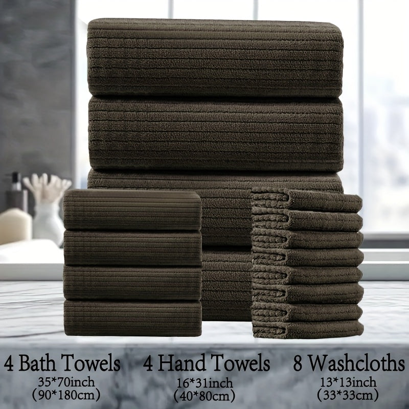 16pcs Oversized Bath Towel Set-4 Extra Large Bath Towel Sheets, 4 Hand Towels, 8 Washcloths Soft Highly Absorbent Quick  Shower Towels for Bathroom, Gym, Hotel & Spa, 100% Microfiber