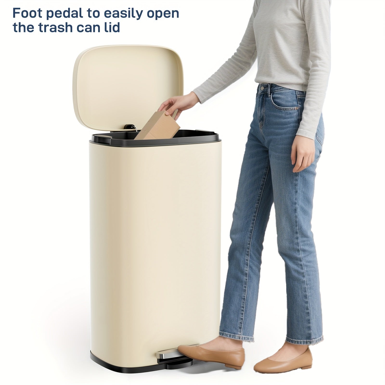 8 Gallon Step Trash Can, Stainless Steel Garbage Bin, Soft-Close Rubbish Bin With Removable Plastic Inner Bucket, Fingerprint-Proof, Lid Dustbin, Suit For Kitchen Home (30L)