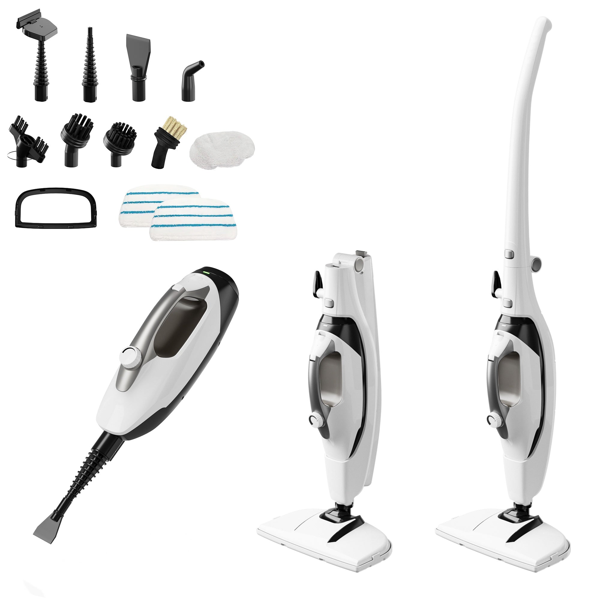 1550W Fast-Heat, 10-In-1 Multi-Surface Steam Mop with Detachable Handheld Steamer, Powerfresh Pet Scrubbing & Sanitizing Steam Mop, Practical 10pcs Accessory Set for Tiles, Grout, Carpets & Ovens, Foldable No-Tool Storage, 314.96Inch Cord