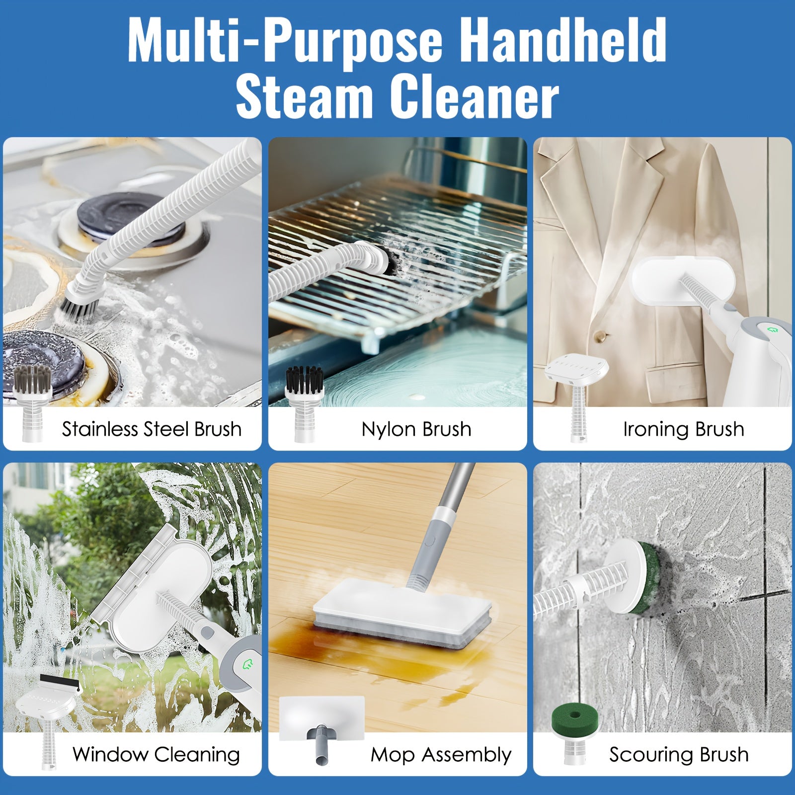 Steam Mop, Steam Cleaner, with Detachable Handheld Carpet Cleanerfor Home And Floor Cleaning, Dampfreiniger, 10-in-1 Multi-purpose Attachments & 2 Pads, Steam Cleaners for Home Use, Powerful Sofa Steamer, Tiles, Grout, Windows, Kitchen, Bath