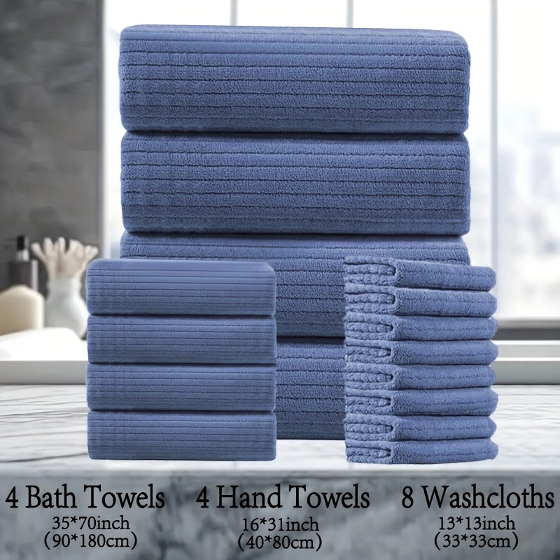 16pcs Oversized Bath Towel Set-4 Extra Large Bath Towel Sheets, 4 Hand Towels, 8 Washcloths Soft Highly Absorbent Quick  Shower Towels for Bathroom, Gym, Hotel & Spa, 100% Microfiber