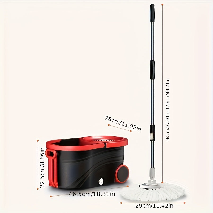 Rotating Mop with Wheels And Bucket, 360° Rotating Mop Bucket System with Roller, 3 Ultra-Fine Fiber Replacement Heads, Stainless Telescopic Handle for Floor Cleaning