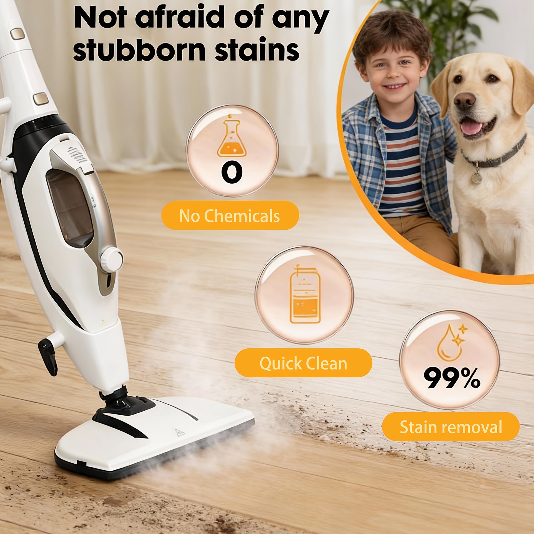 1550W Fast-Heat, 10-In-1 Multi-Surface Steam Mop with Detachable Handheld Steamer, Powerfresh Pet Scrubbing & Sanitizing Steam Mop, Practical 10pcs Accessory Set for Tiles, Grout, Carpets & Ovens, Foldable No-Tool Storage, 314.96Inch Cord