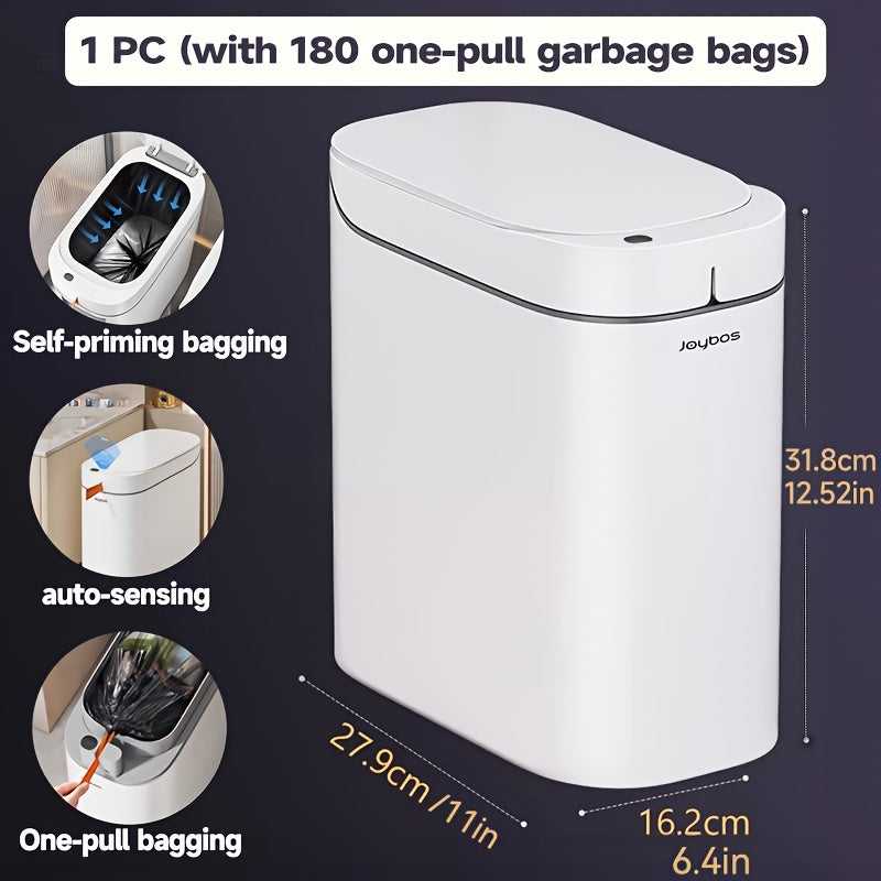 Intelligent Sensor Trash Can, Automatic Adsorption Of Garbage Bag, Large Capacity with Lid, Intelligent Sensor Opening Lid, for Bathroom Kitchen Living Room Bedroom Bathroom, Bathroom Decorations And Accessories, Send 12 Rolls Of 180 Garbage Bags