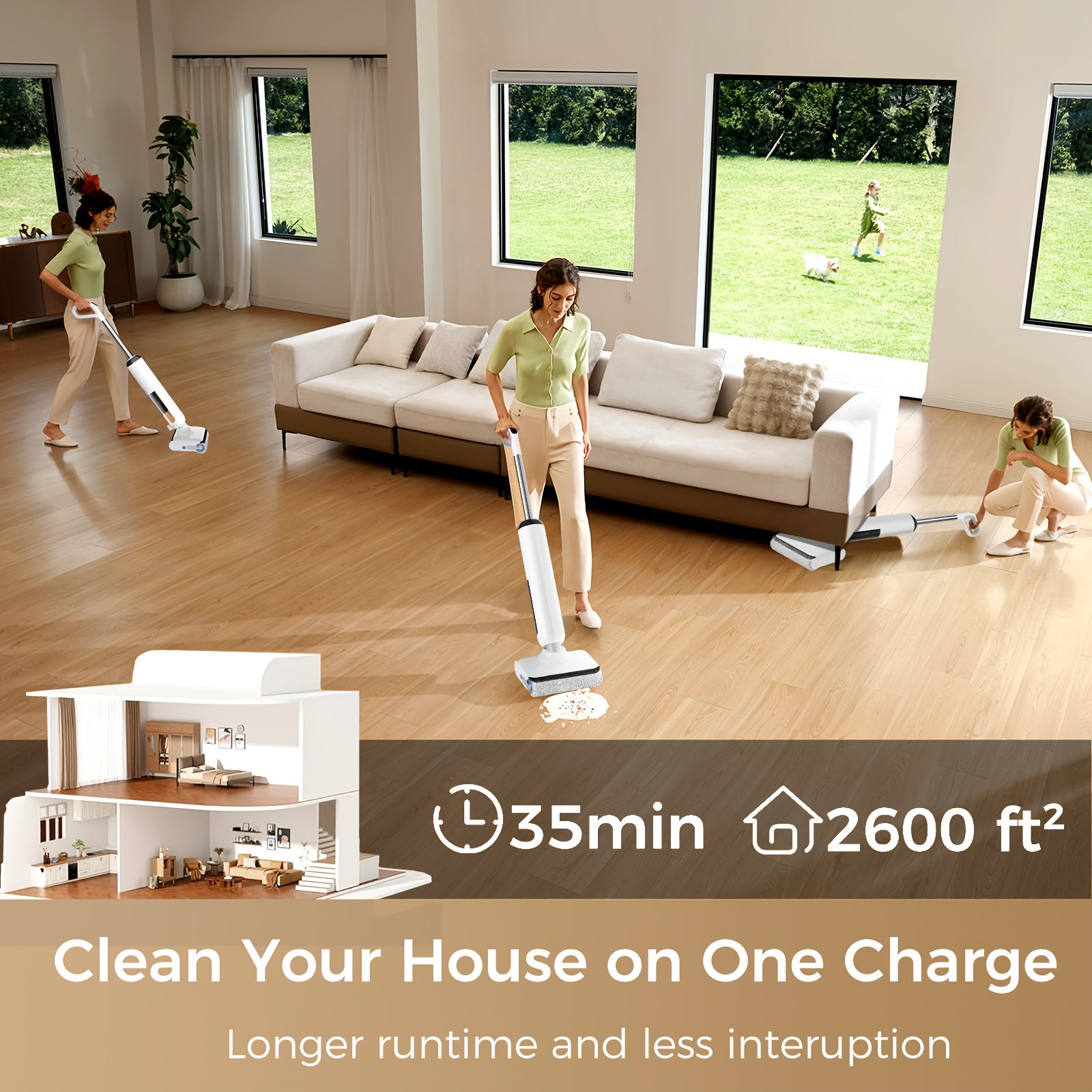 Wet And Dry Vacuum Cleaner, Wet Dry Vacuum Cordless Floor Cleaner And Mop One-Step Cleaning for Hard Floors, Lightweight & Cordless Design, Refreshed Home, Self-propelled Vacuum Mop Assembly