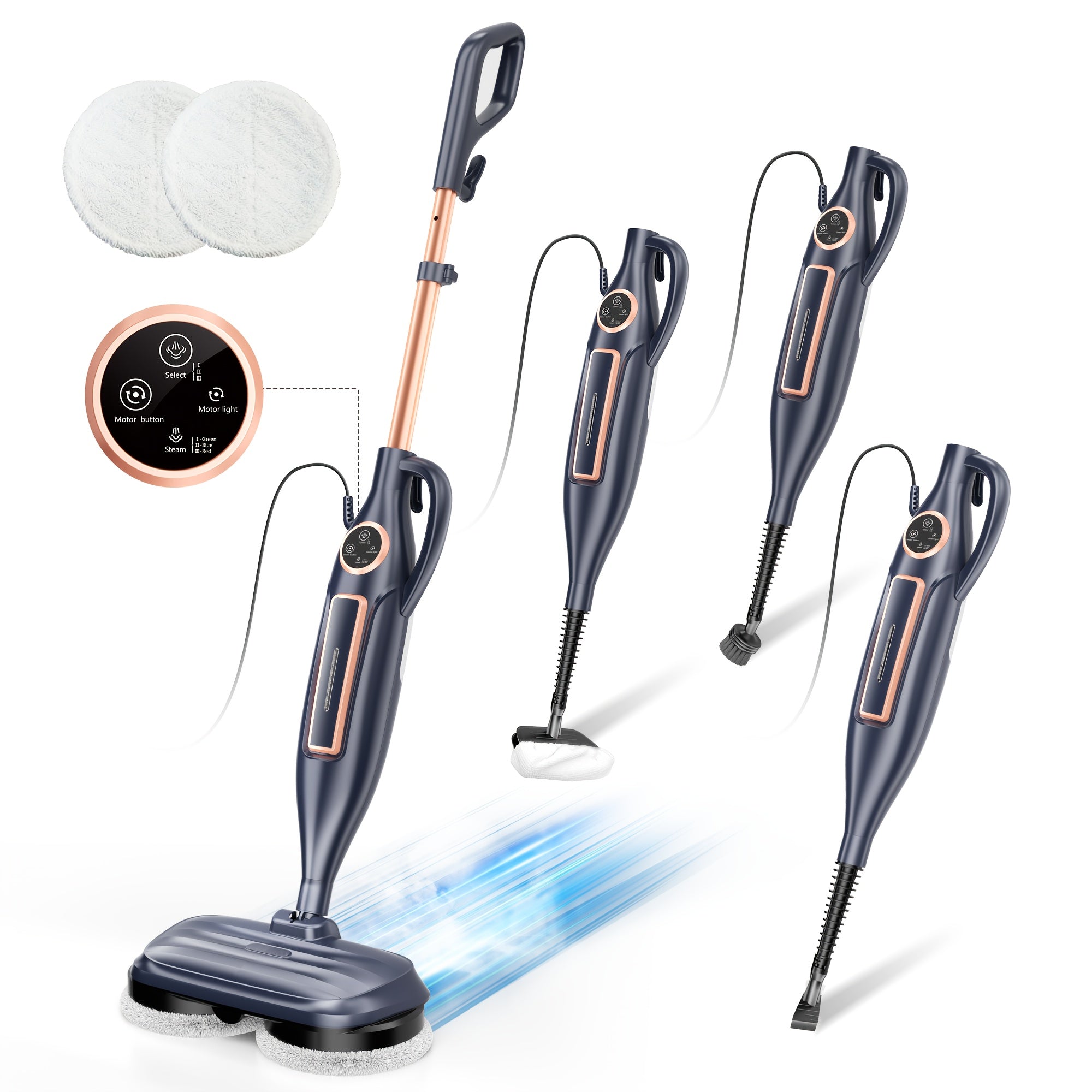 Electric Rotating Scrubber:450RPM Cordless Shower Brush, Steam Mop Scrubbing Steam Mop:with Rotating Mop Pads for Hard Floor Laminate Marble Floors, 10in 1 Lightweight Spin Mop with Steam Blaster Technology & 3 Steam Modes & LED Headlights