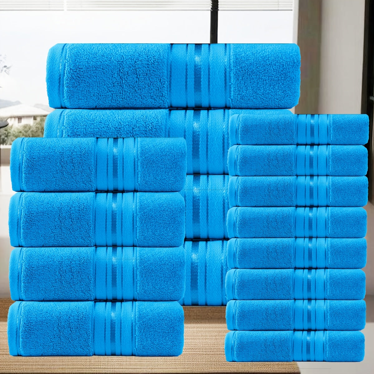 16 Pack Bath Towel Set, 8pcs Wash Cloths 4pcs Hand Towel 4pcs Bath Towel Highly Absorbent And Soft Feel Essential Washcloths for Bathroom, Spa, Gym