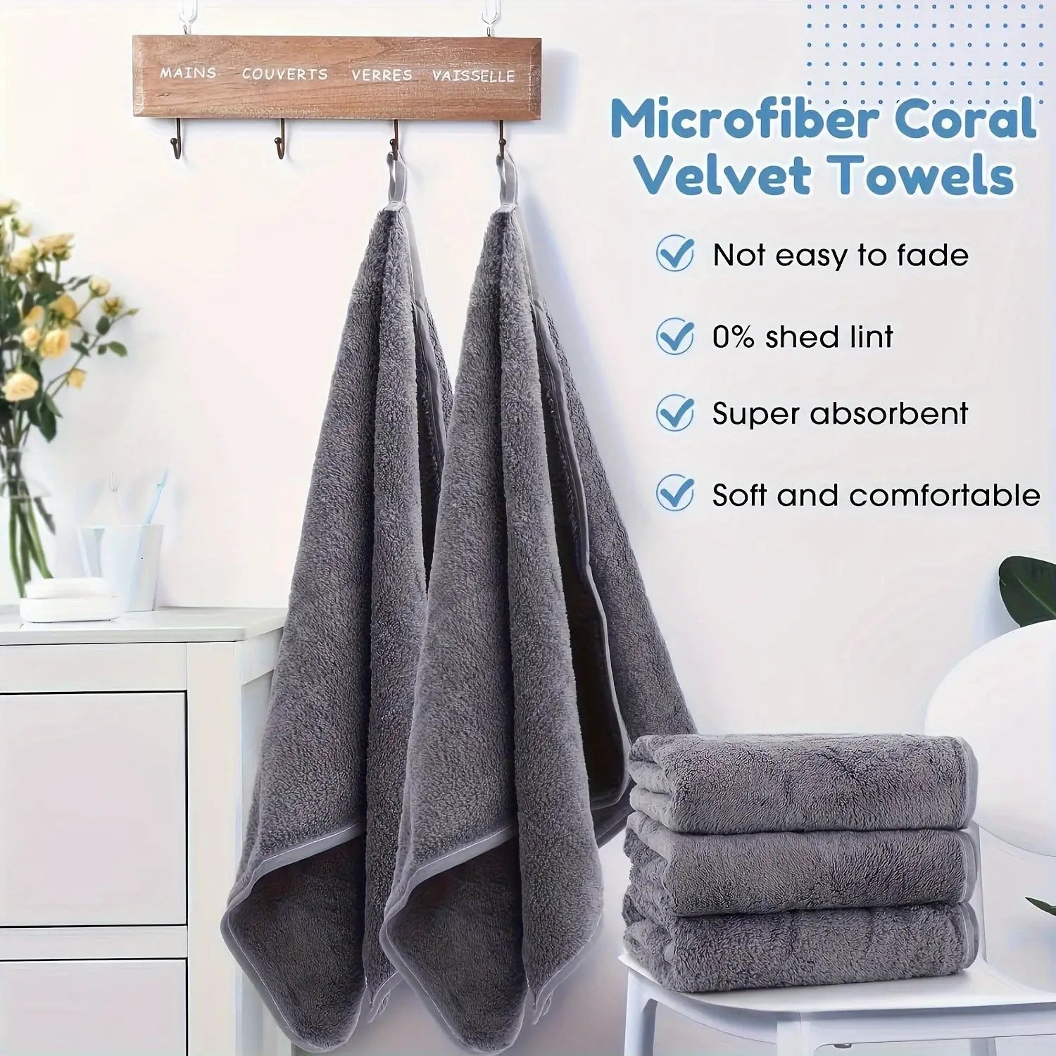 6\u002F12 Bath Towels with Plush Luxury Feel 13.7X29.5 Inch\u002F35X75Cm Ultra Absorbent Coral Velvet Towels Soft Fast Drying for Family Fitness Center Spa Essential Gear, Wash Cloths