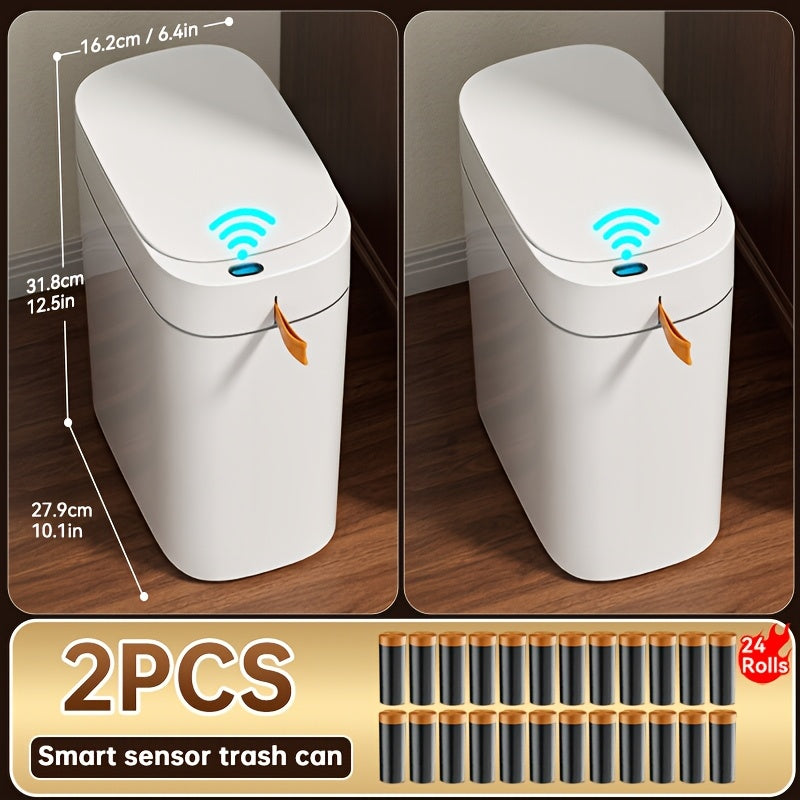 Intelligent Sensor Trash Can, Automatic Adsorption Of Garbage Bag, Large Capacity with Lid, Intelligent Sensor Opening Lid, for Bathroom Kitchen Living Room Bedroom Bathroom, Bathroom Decorations And Accessories, Send 12 Rolls Of 180 Garbage Bags