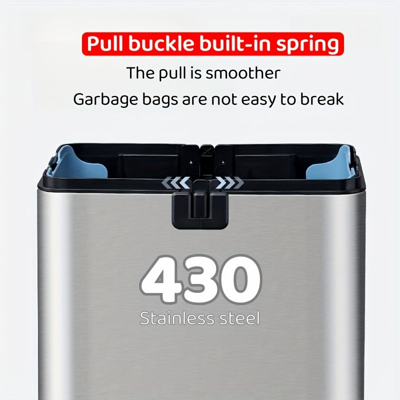 Intelligent Induction Garbage Can 9L\u002F30L\u002F40L Household Kitchen Garbage Can, Covered Garbage Can, Stainless Steel Garbage Can, Intelligent Garbage Can, Bidirectional Open Lid