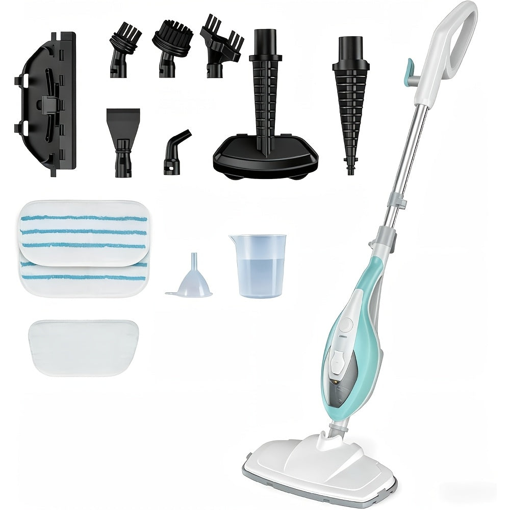 10-in-1 Steam Mop, 1300W Detachable Handheld Steam Cleaner for Floor Cleaning, 16ft Cord, 2 Washable Pads, Multi-Surface Floor Steam Cleaner for Hardwood, Tile, Laminate & Carpets