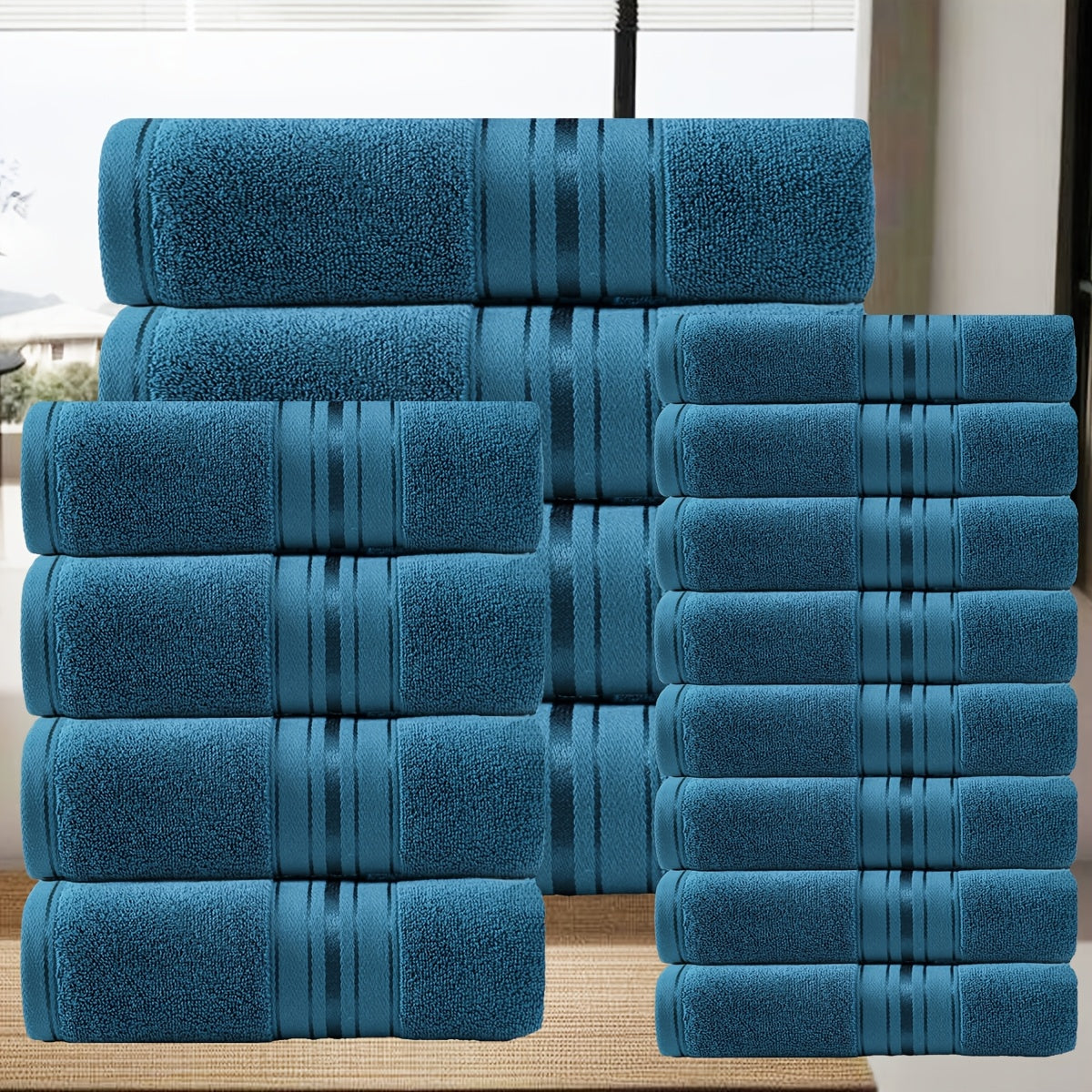 16 Pack Bath Towel Set, 8pcs Wash Cloths 4pcs Hand Towel 4pcs Bath Towel Highly Absorbent And Soft Feel Essential Washcloths for Bathroom, Spa, Gym