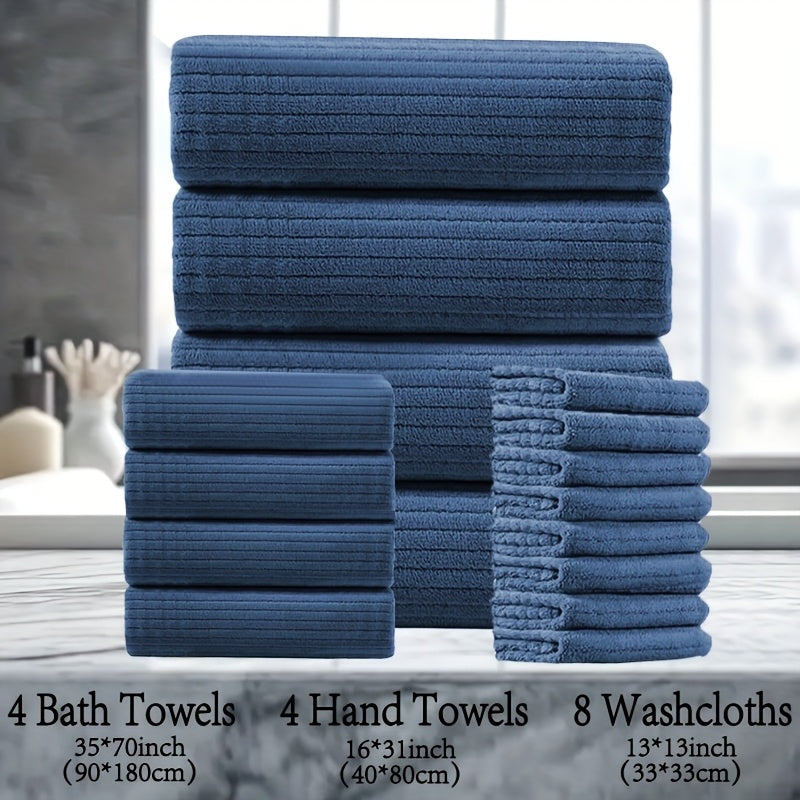 16pcs Oversized Bath Towel Set-4 Extra Large Bath Towel Sheets, 4 Hand Towels, 8 Washcloths Soft Highly Absorbent Quick  Shower Towels for Bathroom, Gym, Hotel & Spa, 100% Microfiber