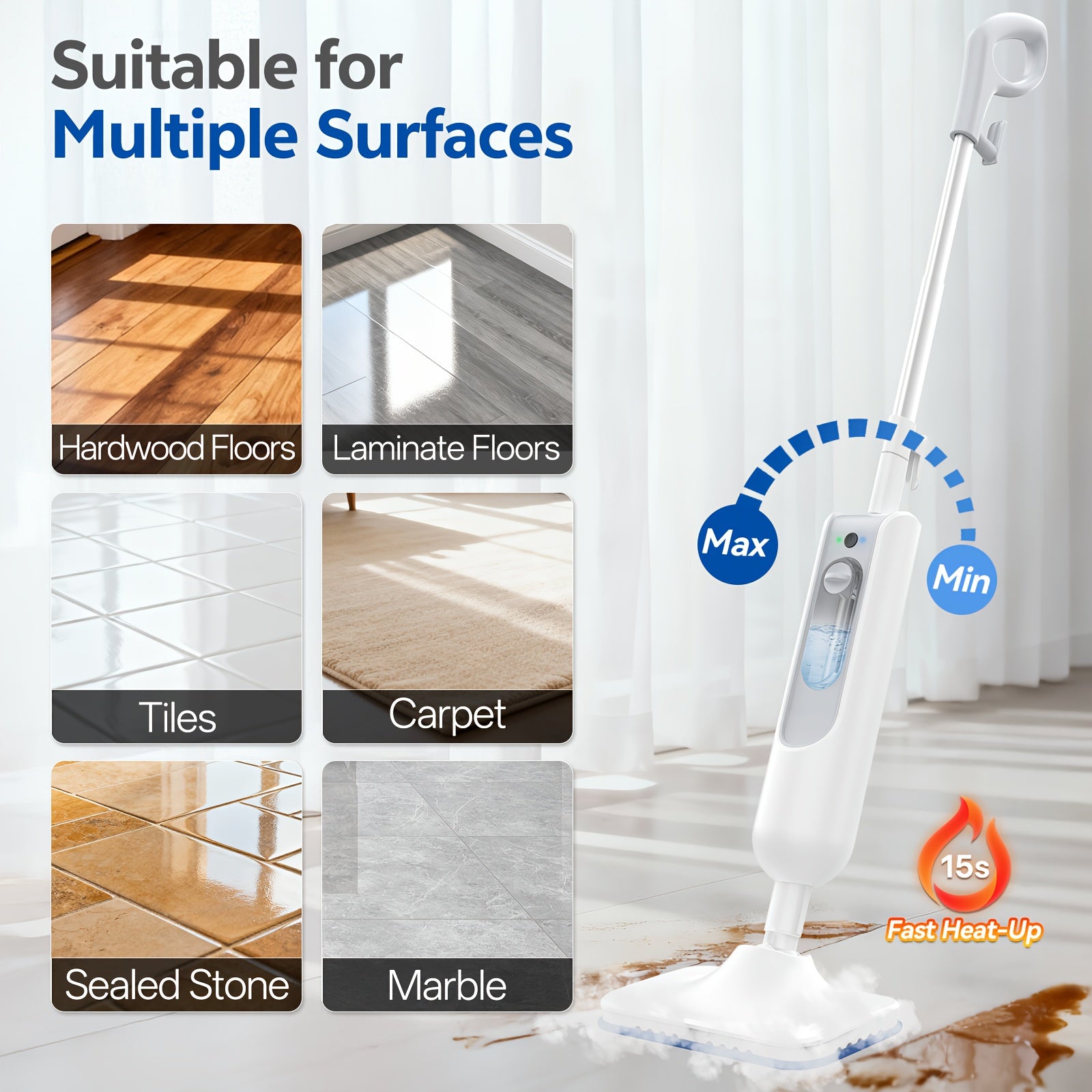 INSE 10-in-1 Multi-Function Steam Mop, A Powerful Steam Cleaner That Heats Up In 15 Seconds And Uses 100°C High-temperature Steam to Kill Germs And Dissolve Grease And Grime. Ideal for Use On Floors, In Kitchens, And In A Variety Of Other Settings.