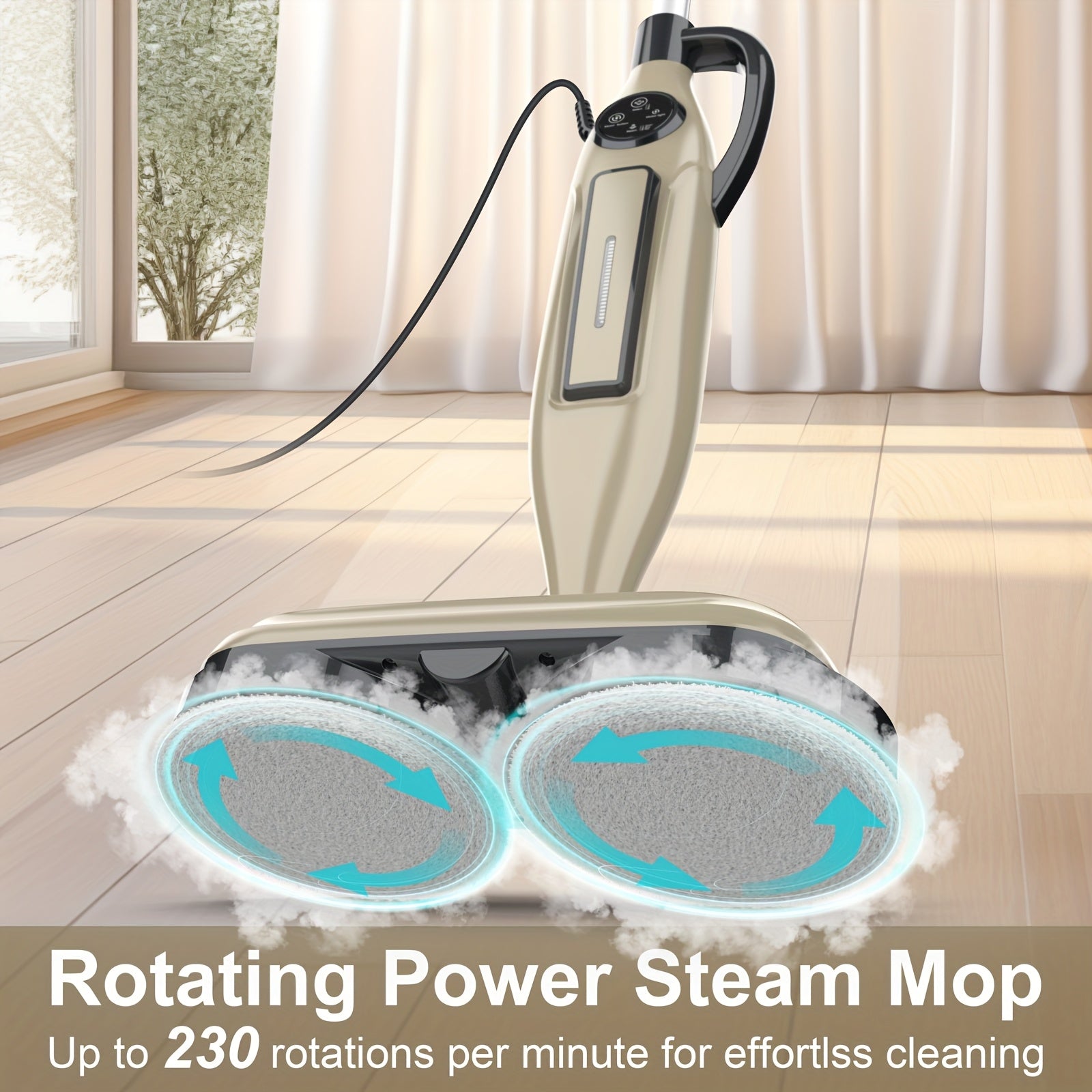 Electric Rotating Scrubber:450RPM Cordless Shower Brush, Steam Mop Scrubbing Steam Mop:with Rotating Mop Pads for Hard Floor Laminate Marble Floors, 10in 1 Lightweight Spin Mop with Steam Blaster Technology & 3 Steam Modes & LED Headlights