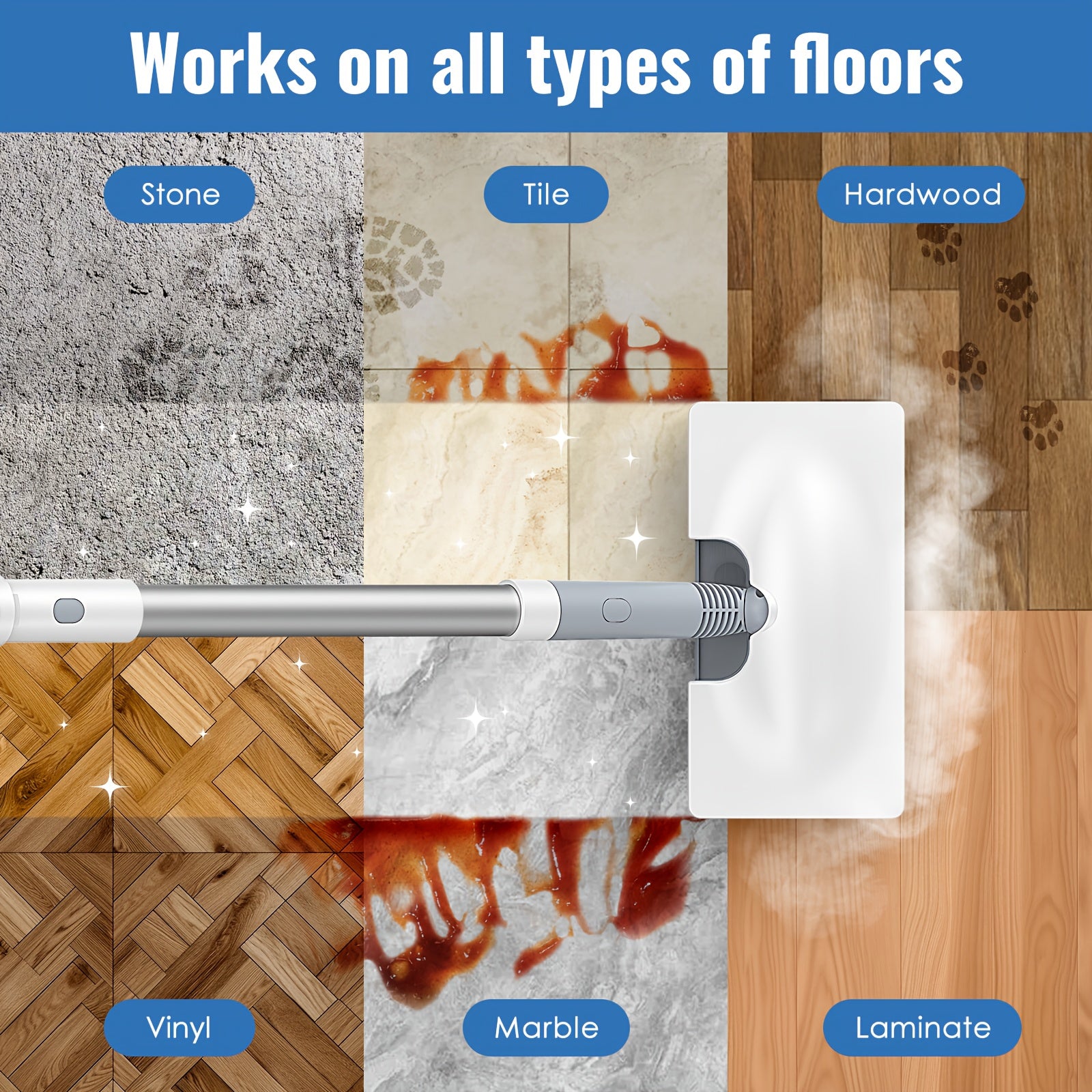 Steam Mop, Steam Cleaner, with Detachable Handheld Carpet Cleanerfor Home And Floor Cleaning, Dampfreiniger, 10-in-1 Multi-purpose Attachments & 2 Pads, Steam Cleaners for Home Use, Powerful Sofa Steamer, Tiles, Grout, Windows, Kitchen, Bath