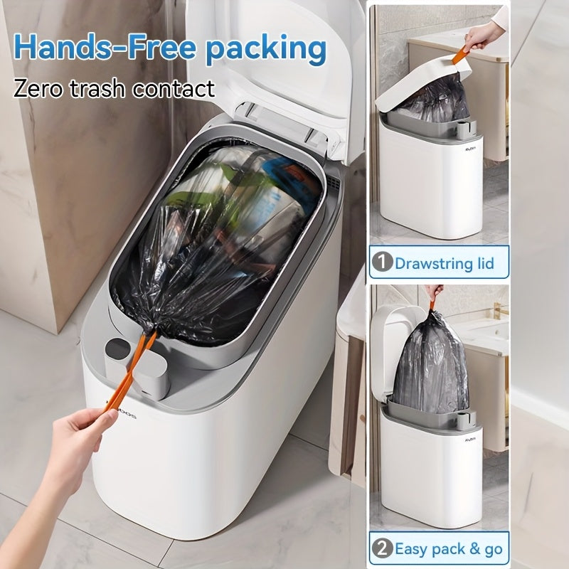 Intelligent Sensor Trash Can, Automatic Adsorption Of Garbage Bag, Large Capacity with Lid, Intelligent Sensor Opening Lid, for Bathroom Kitchen Living Room Bedroom Bathroom, Bathroom Decorations And Accessories, Send 12 Rolls Of 180 Garbage Bags