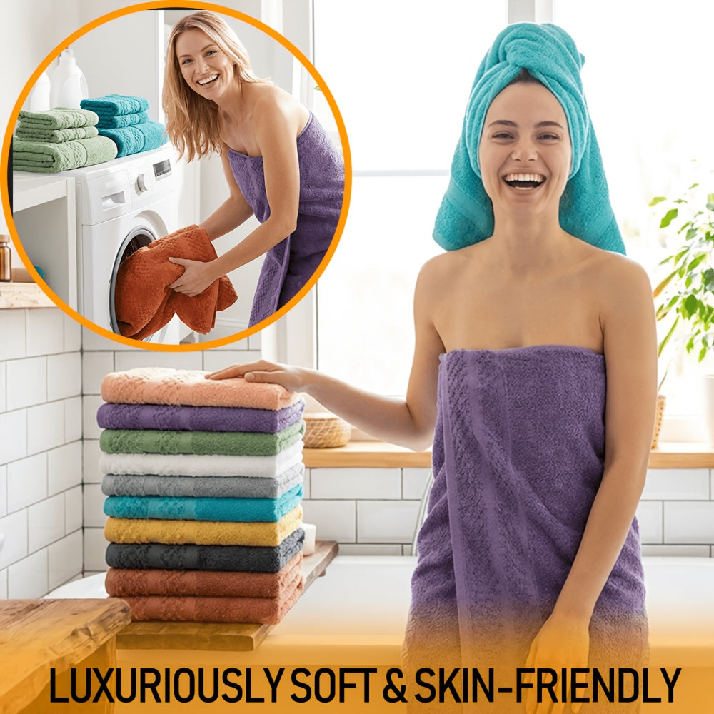 26pcs Bath Towel Set, 8pcs Bath Towels And 6pcs Hand Towels And 12pcs Washcloths, Solid Color, Cottoned Towels, Absorbent, Quick-Drying, Soft And Comfortable, Bathroom Supplies, Towels for Bathroom, Shower And Hotel