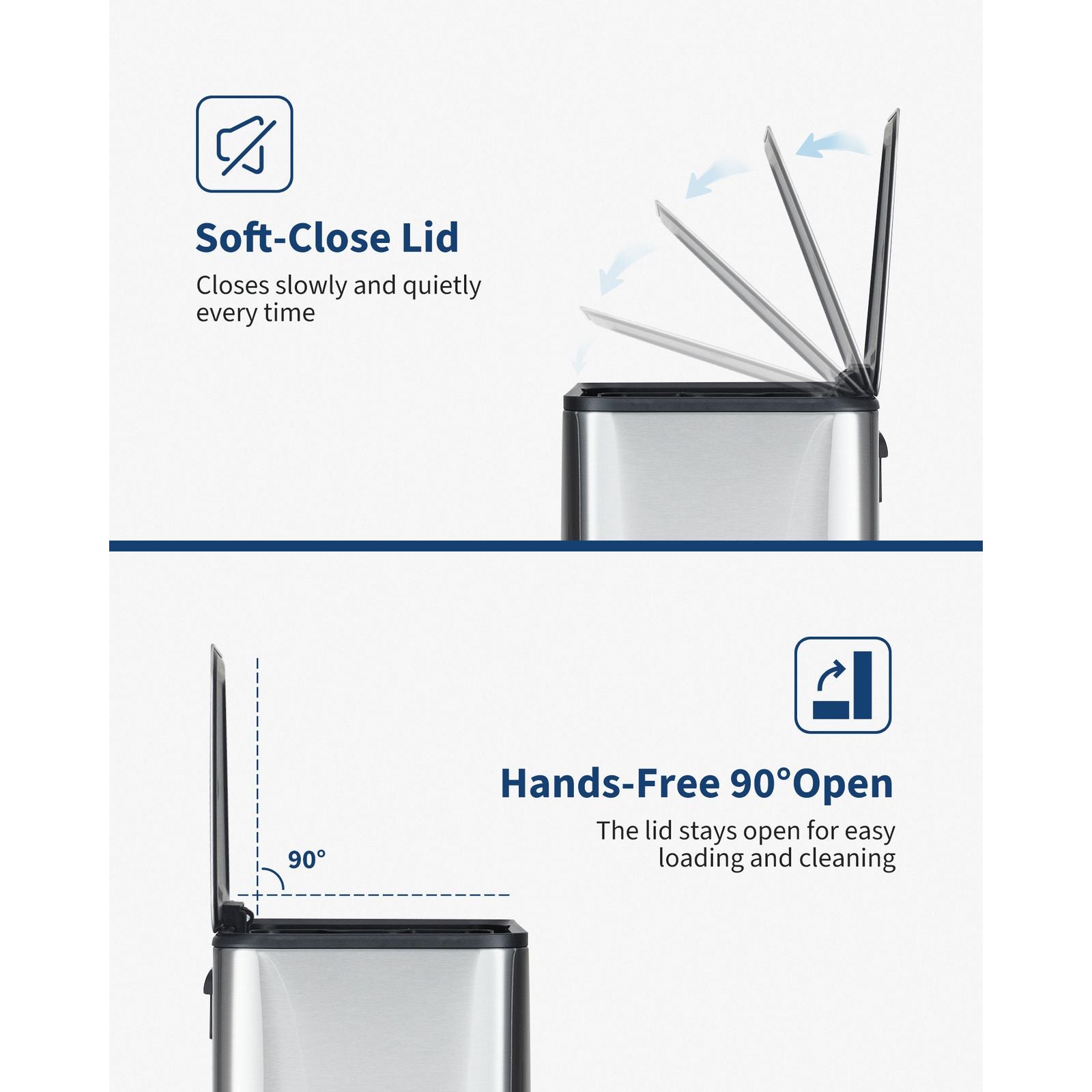 Steel I628 Step Trash Can, Modern Kitchen Waste Bin with Pedal, Odor-Control Household Garbage Can, Touch-Free Design