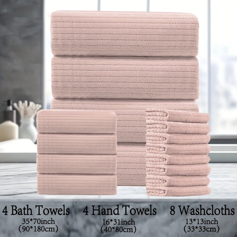 16pcs Oversized Bath Towel Set-4 Extra Large Bath Towel Sheets, 4 Hand Towels, 8 Washcloths Soft Highly Absorbent Quick  Shower Towels for Bathroom, Gym, Hotel & Spa, 100% Microfiber