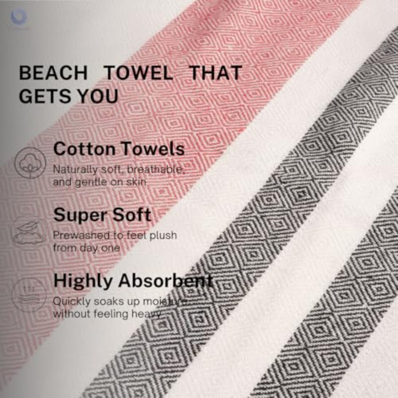 Turkish Beach Towel with Towels Oversized 36x72 Pool Absorbent Extra Large Quick Dry Sand Travel Towel Brick Noir 2 Pack