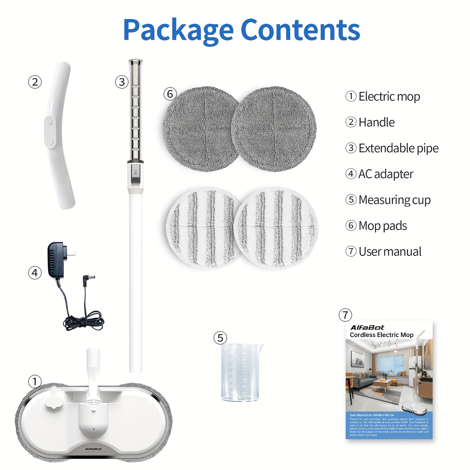 Spin Electric Mop with LED Headlight, 6.09oz Tank & 50 Min Runtime - Lightweight Floor Scrubber for Hardwood, Tile, Laminate Floors - Ergonomic Handle, Auto-Sprayer Function, One-Hand Operation, Home Cleaning Aid, Durable Abs Plastic, Apartment Dwellers