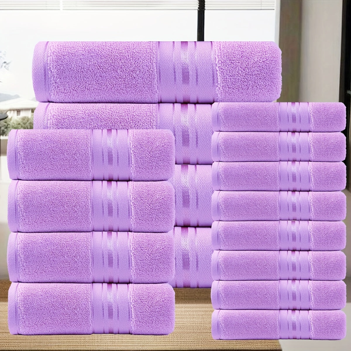 16 Pack Bath Towel Set, 8pcs Wash Cloths 4pcs Hand Towel 4pcs Bath Towel Highly Absorbent And Soft Feel Essential Washcloths for Bathroom, Spa, Gym