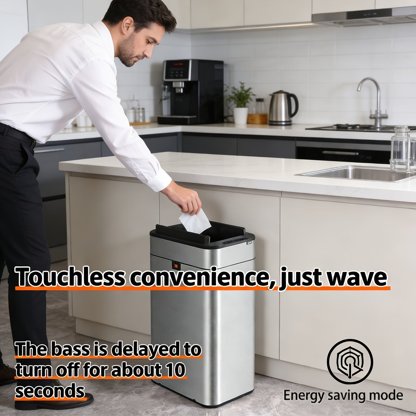 Intelligent Induction Garbage Can 9L\u002F30L\u002F40L Household Kitchen Garbage Can, Covered Garbage Can, Stainless Steel Garbage Can, Intelligent Garbage Can, Bidirectional Open Lid