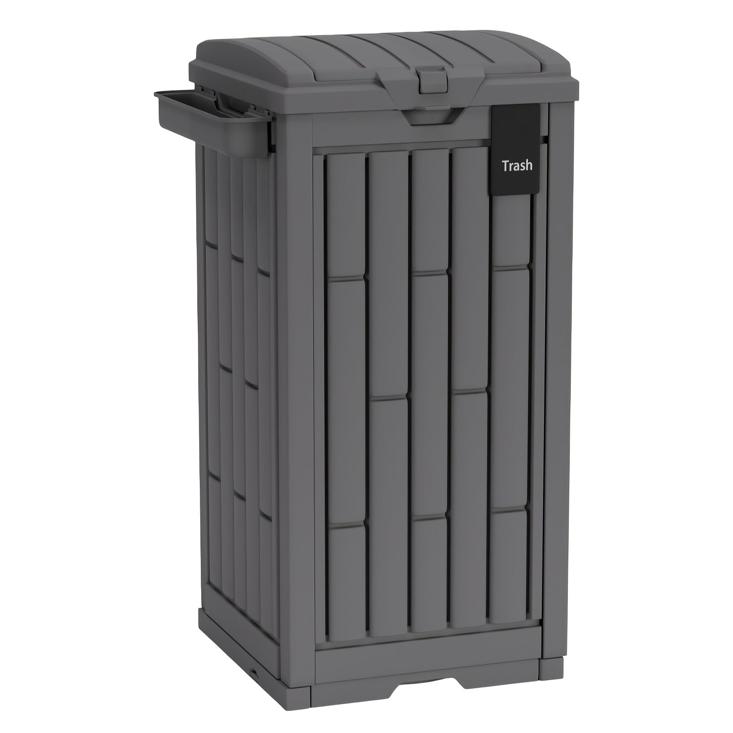 30\u002F60 Gallon Outdoor Trash Can with Lid - Waterproof PP Resin Heavy-Duty Suitable for Patio, Garden, Balcony Garbage Bin, Modern Modern Waste Can with Removable Tray, Plastic Bin for Backyard, Commercial\u002FResidential Use